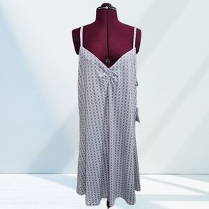 Pajamagram Elegant Gray Patterned Women's Nightgown Slip Dress